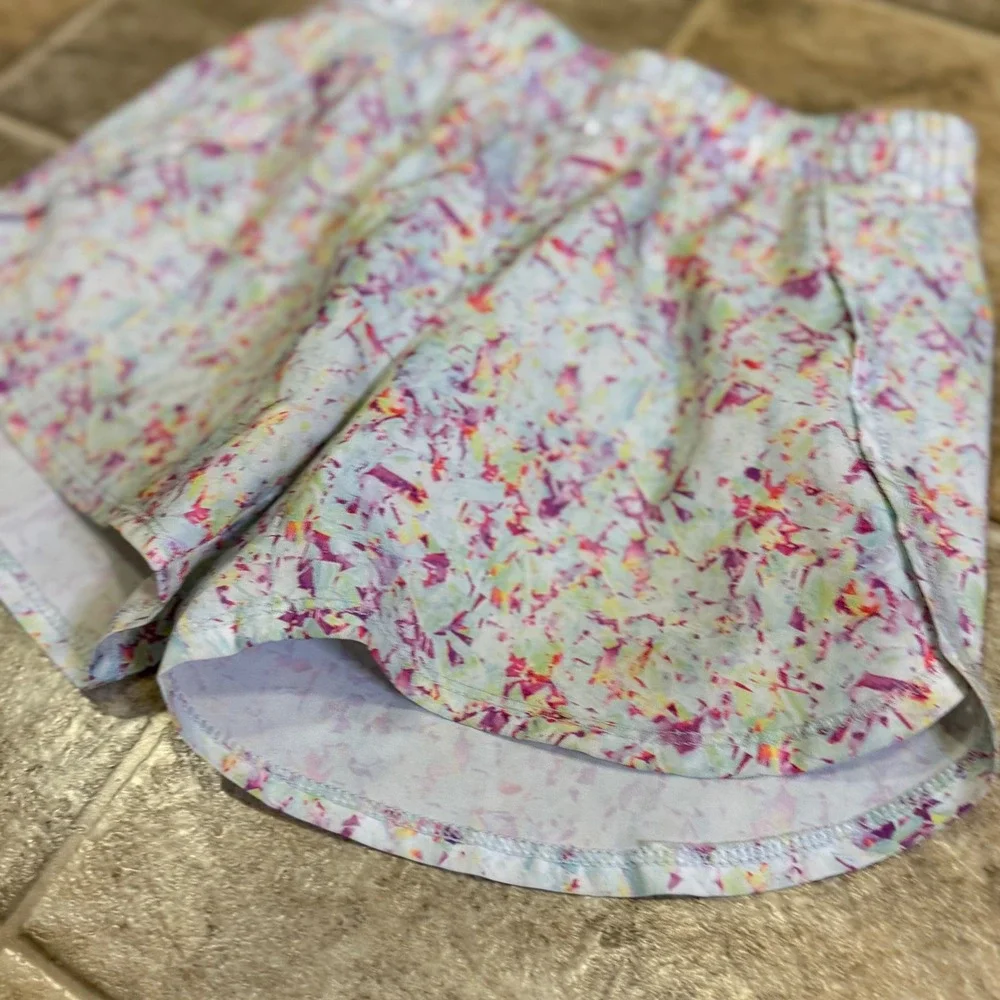 All in Motion Girls Running Shorts S 6/6X Multi Color Abstract Splatter Print